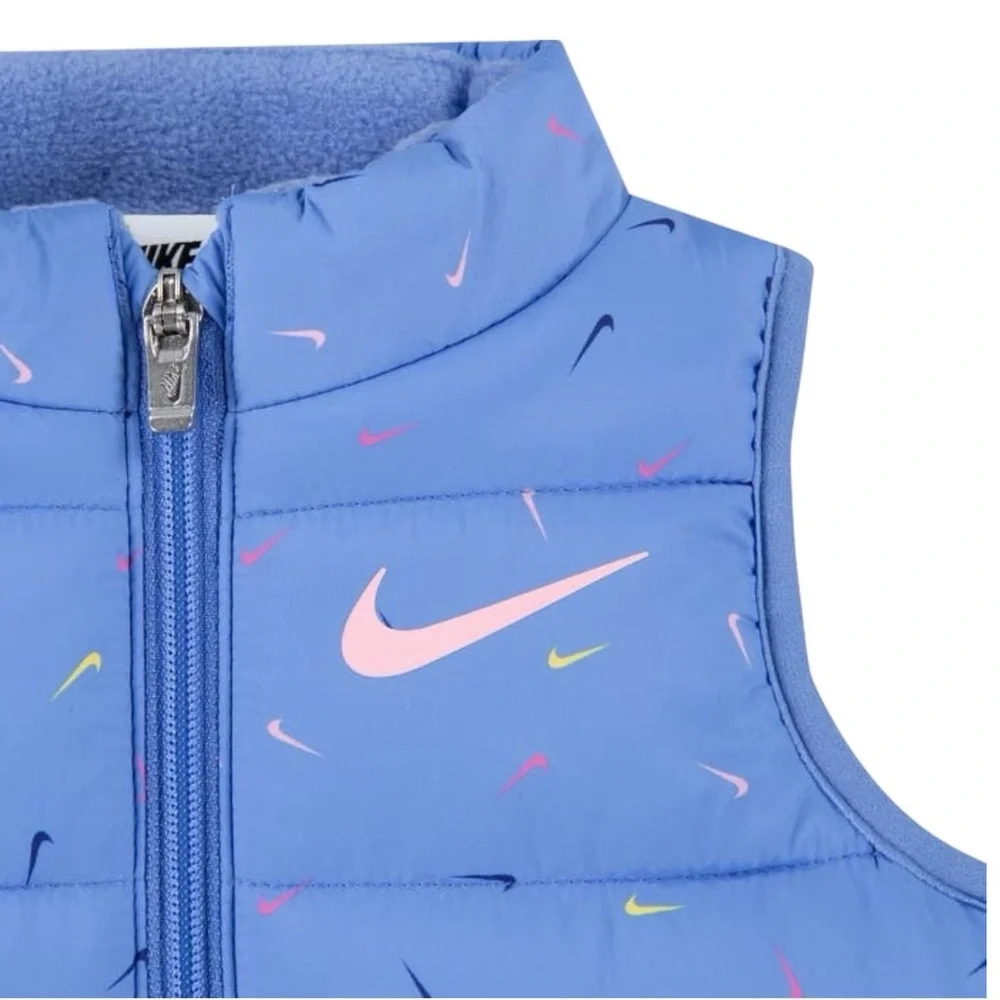 Nike Baby Girls 3-Piece Puffer Vest Long Sleeve Tee Leggings Set Blue Pink 12M - Picture 6 of 13